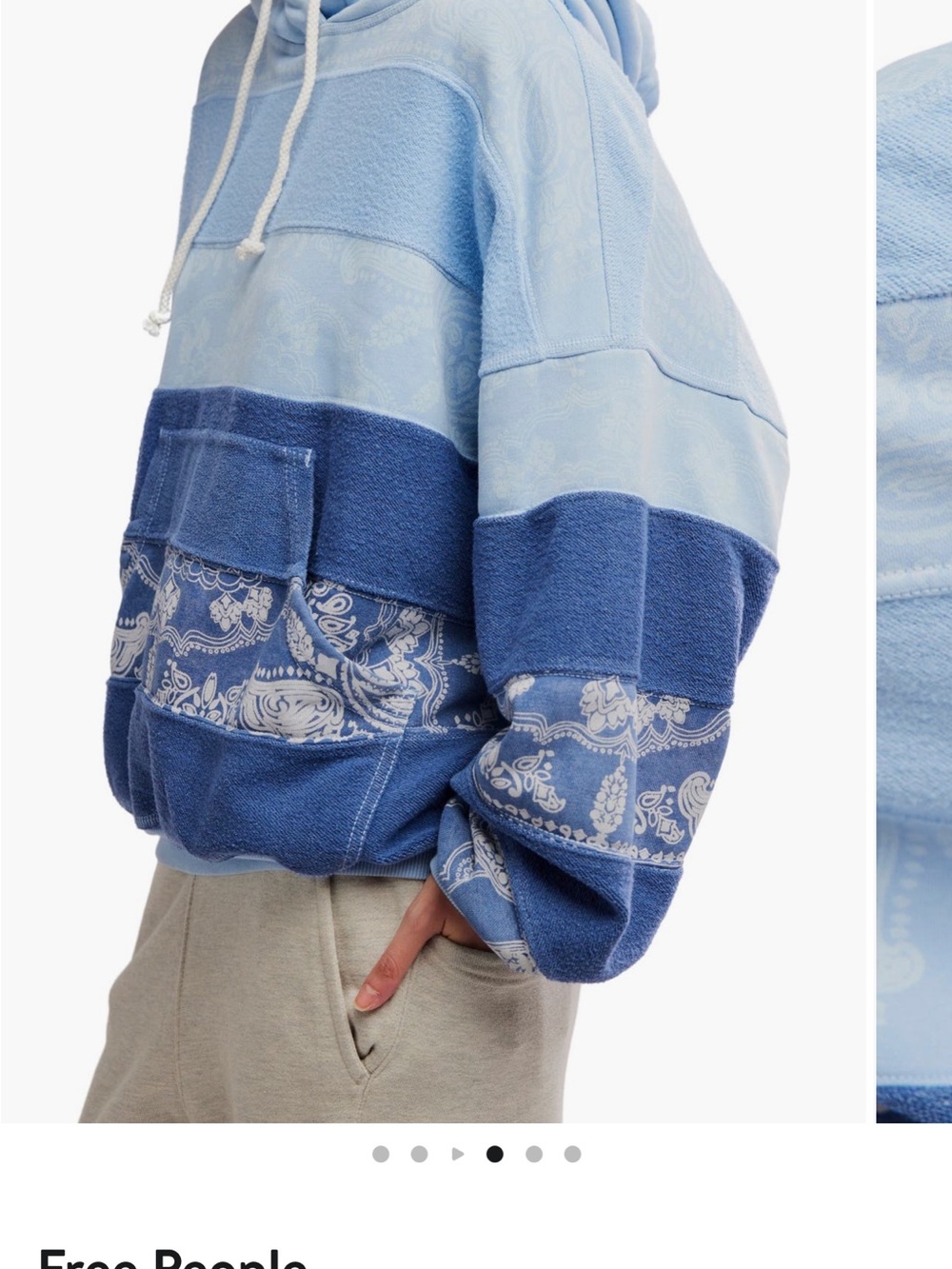 New❤️Free People FP movement Blue Appliqué Stripe Hoodie M - Picture 3 of 9